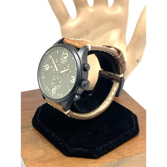 Tissot Men's Watch Swiss Quartz Chronograph 45mm Brown Leather T1166173605700 - Picture 2 of 16